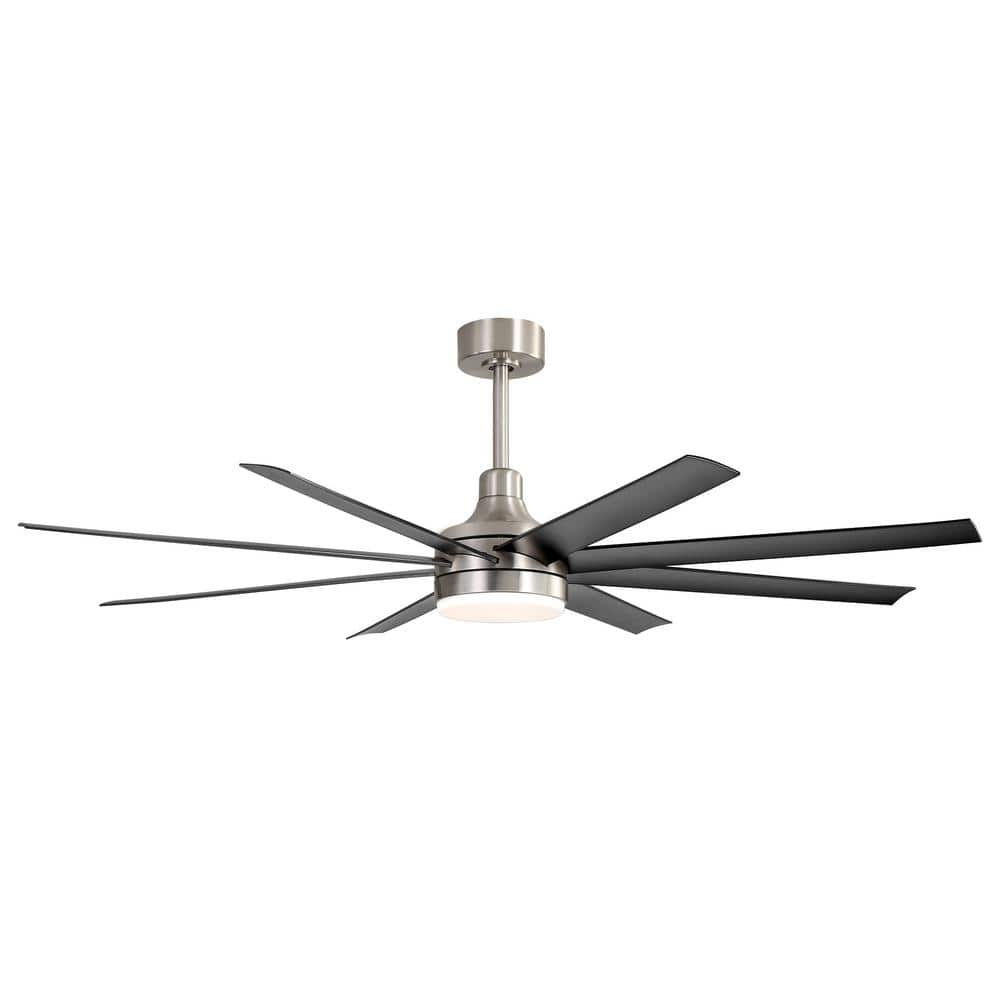 Archer 5 ft. Integrated LED Indoor Black-Blade Satin Nickel Ceiling Fan with Light and Remote Control Included -  Breezary, 23012-NB-G