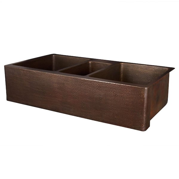Premier Copper Products Copper 42 in. Triple Bowl Kitchen
