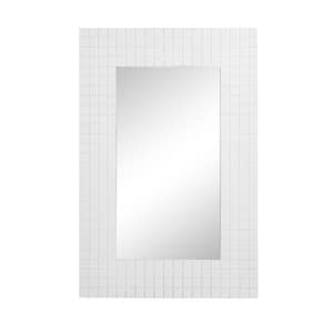 Modern Rectangle 24 in. W x 36 in. H Checkered Wide Framed Decorative Mirror In White