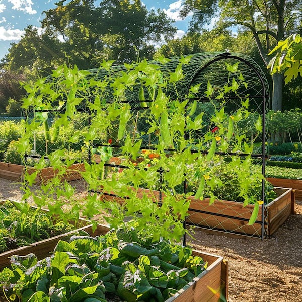 AESOME 63 in. Tall Metal Garden Arch Trellises, Cucumber Trellis