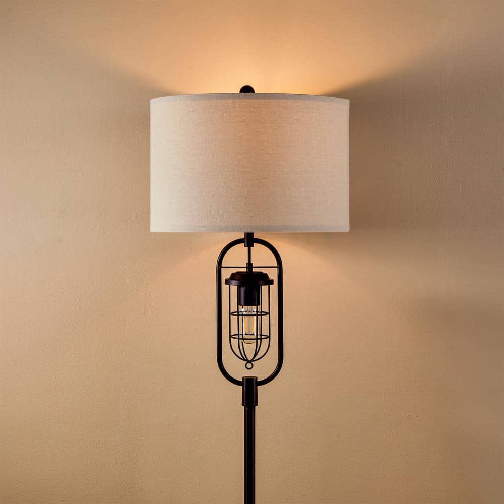 62.5" Bronze Arc Floor Lamp with Lantern Night Light