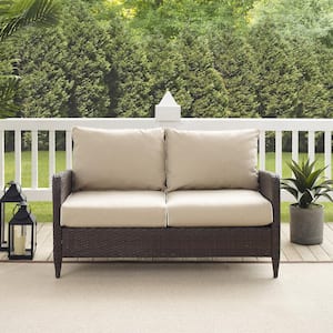 Kiawah Wicker Outdoor Loveseat with Sand Cushions