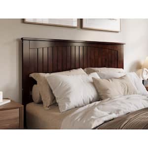 Nantucket Walnut Brown Queen Solid Wood Panel Headboard with Attachable Charger