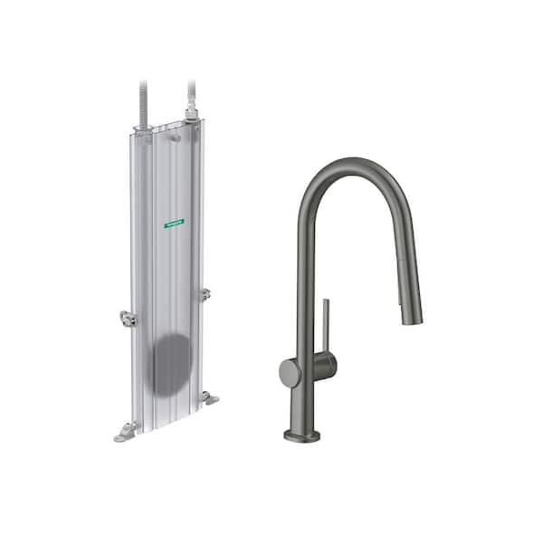 Hansgrohe Talis N  Single-Handle Pull Down Sprayer Kitchen Faucet with QuickClean in Brushed Black Chrome