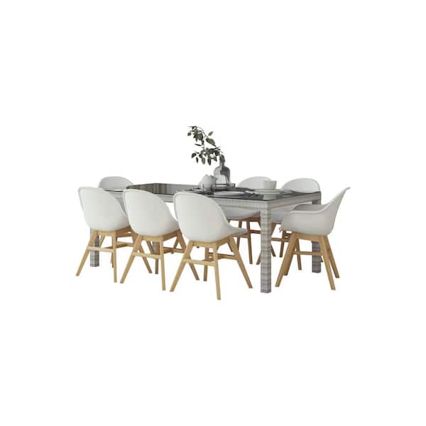 Midtown Concept Tulum 9 Piece White, White Chairs For Dining Room Table