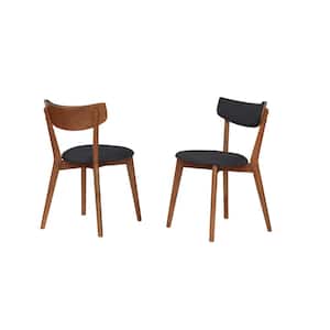 Afton Mid-Century Walnut KD Dining Chair with Fabric Seat (Set of 2)
