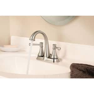 Ashville 4 in. Centerset 2-Handle Bathroom Faucet with Spot Resist Brushed Nickel