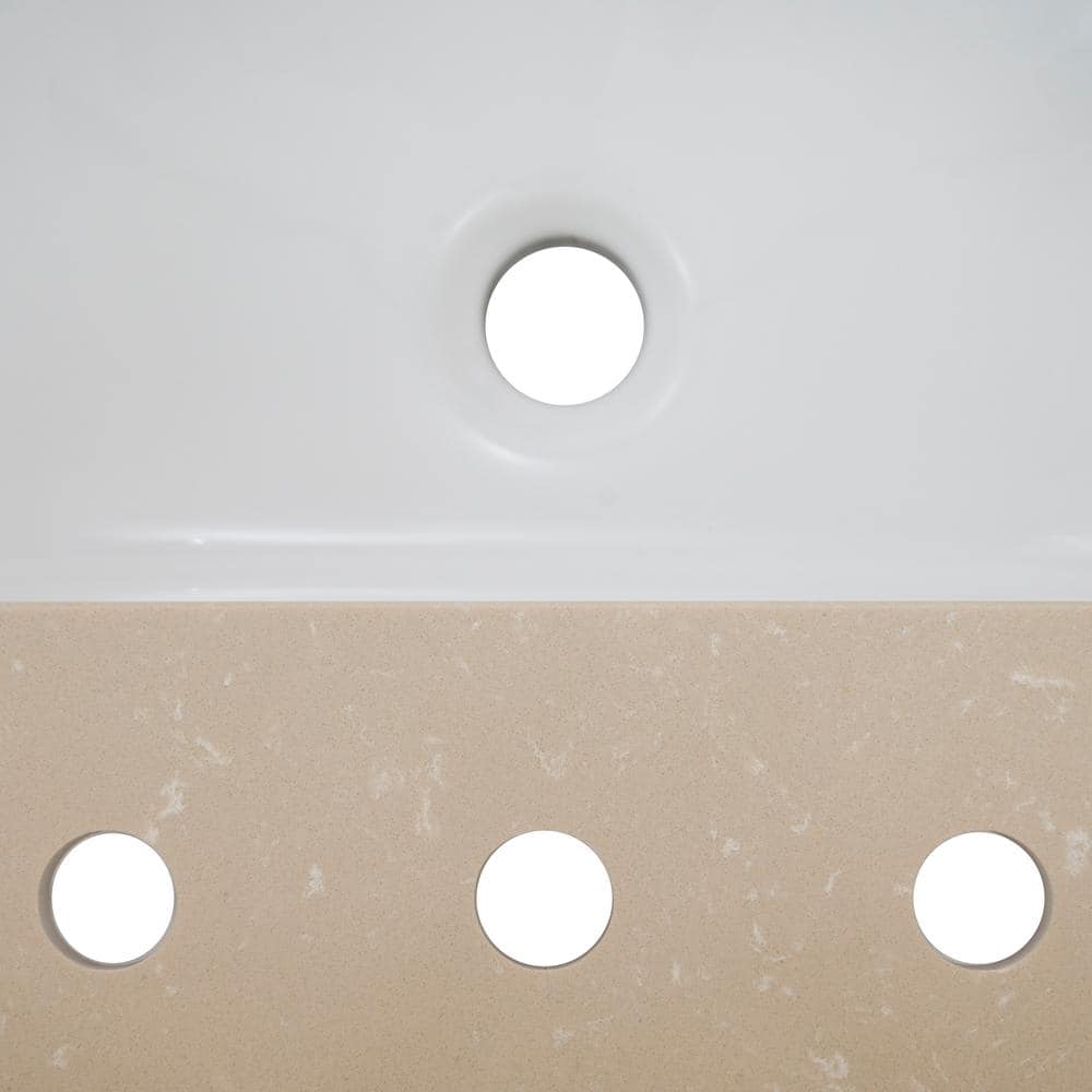 Cosmic Sand 61" Beige Engineered Marble Vanity Top with White Rectangular Sink