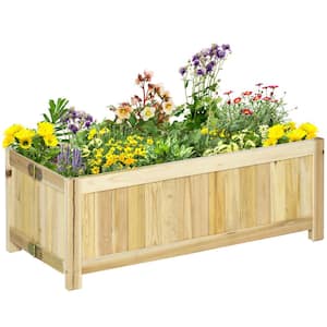 White 120x44x53 cm Large Wooden Outdoor Trough Planter Raised Bed 