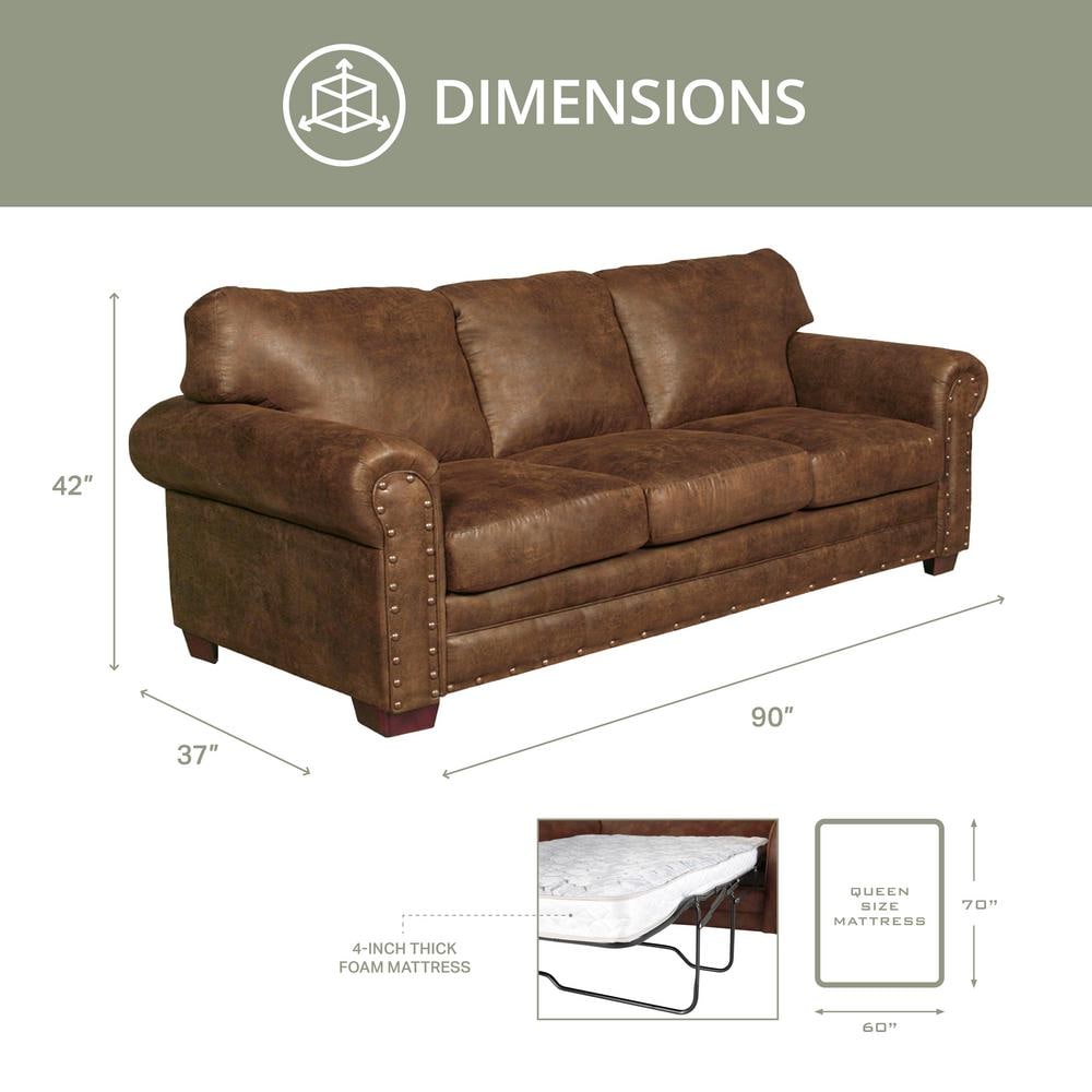 Buckskin Brown Faux Leather Queen Sleeper Sofa