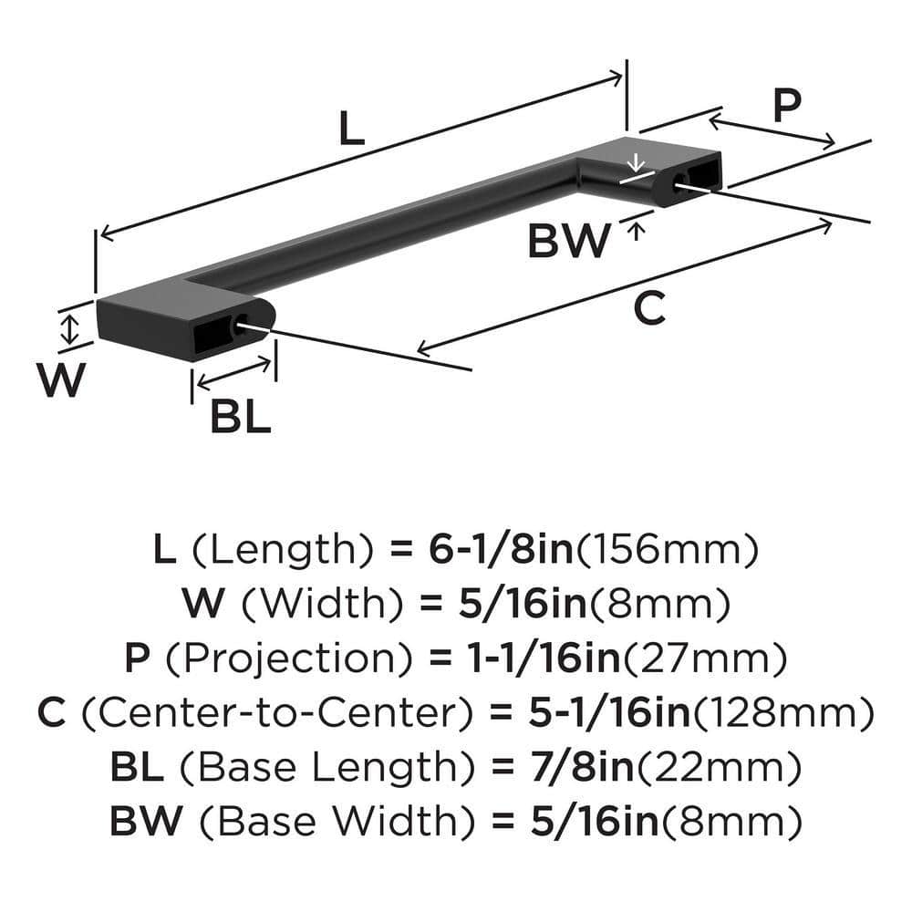 5-1/16 Inch Matte Black Modern Bar Cabinet Pulls, 10 Pack