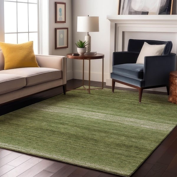 Mayfield Premium Machine Washable Abstract AMF1033 Green 3 ft. x 5 ft. Area Rug