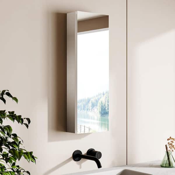 12 in. W x 36 in. H Rectangular Aluminum Recessed/Surface Mount Single Medicine Cabinet with Mirror