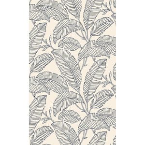 Whites Tropical Palm Leaves Printed Non Woven Non-Pasted Textured Wallpaper 57 Sq. Ft.