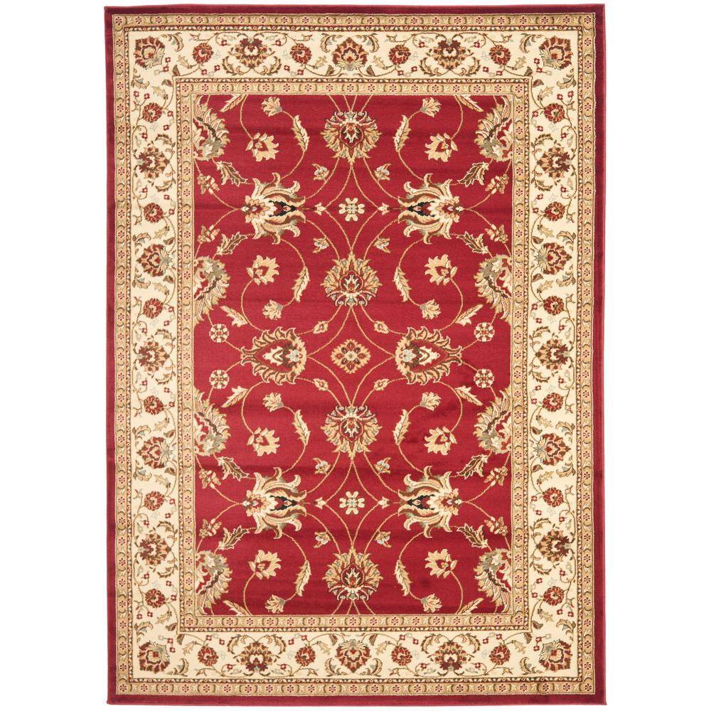 Lyndhurst Red/Ivory 5 ft. x 8 ft. Border Geometric Floral Area Rug price history on PriceWatchPro