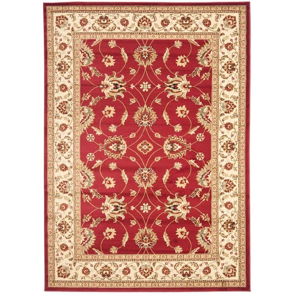 SAFAVIEH Lyndhurst Red/Ivory 5 ft. x 8 ft. Border Geometric Floral Area Rug