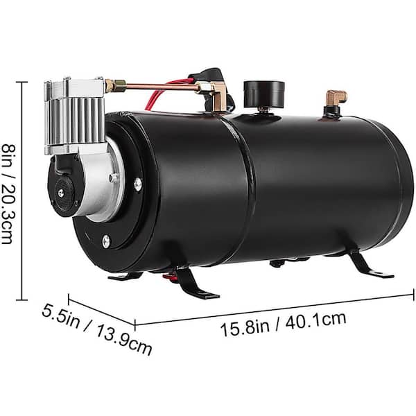 VEVOR Air Compressor 120 PSI 12-Volt Train Horn Kit with Tank Pump for Air Horn Bags Vehicle US