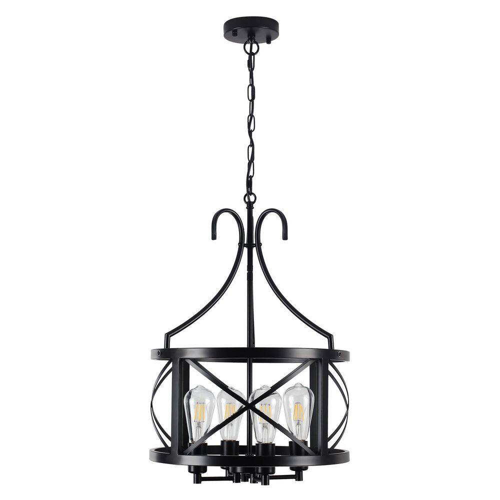 4-Light Farmhouse Matte Black X Cage Chandelier, Adjustable Metal Hanging Light for Kitchen Island & Entryway price history on PriceWatchPro