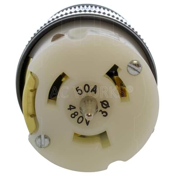 California Standard CS8164 50 Amp 3-Phase 480-Volt 4-Wire Locking Female  Connector