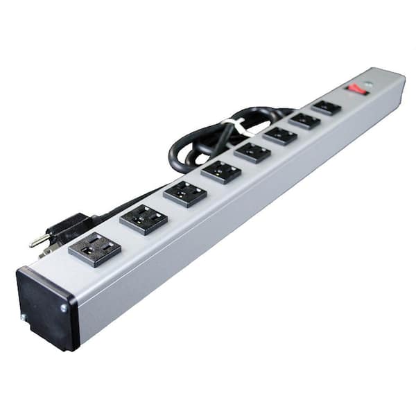 Legrand Wiremold 8-Outlet 15 Amp 2 ft. Long Industrial Surge Power Strip with Lighted On/Off Switch and 15 Ft. Cord
