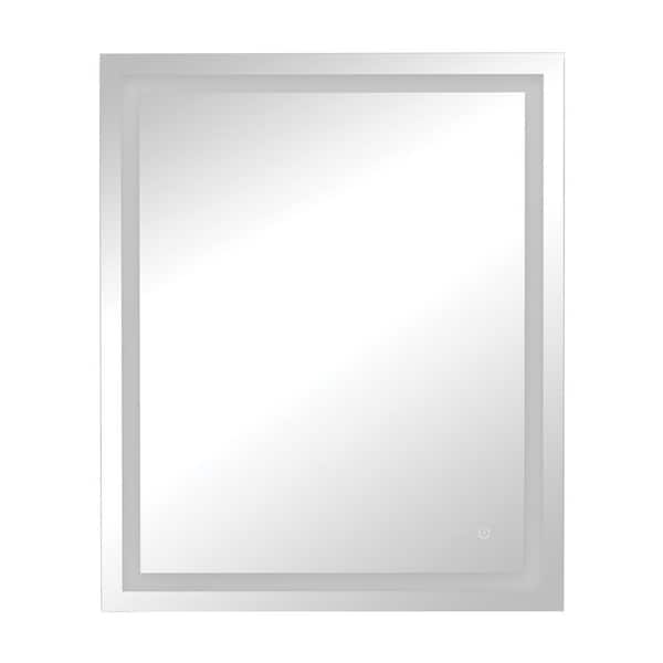 Tosca 36 in. W x 30 in. H Frameless Rectangular LED Light Bathroom Vanity Mirror in Aluminum