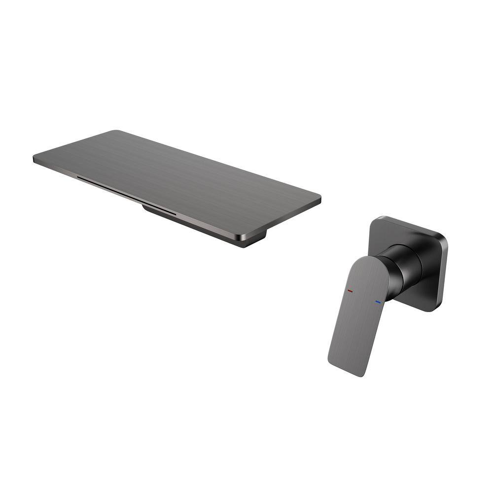 Single-Handle Rectangular Waterfall Wall Mounted Bathroom Faucet in Gum Gra