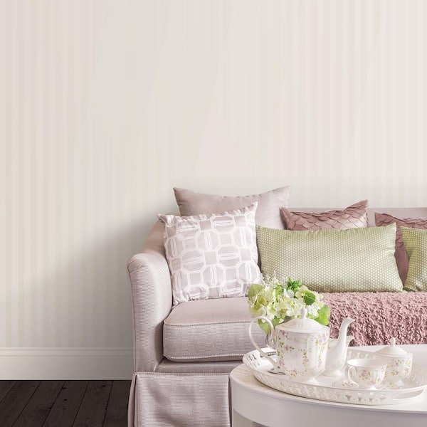 Matte and Shiny Embossed Striped Wallpaper in Pearl