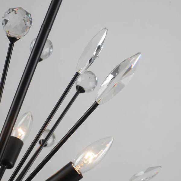 LLHZSY 31.49 in. 12-Light Black Sputnik Pendant Dimmable