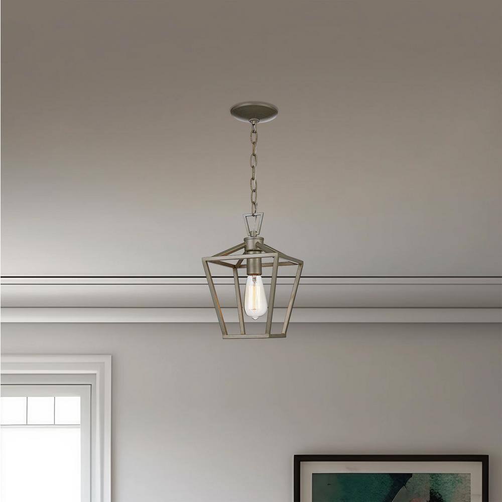 Antique Silver Leaf Glass Mini Lantern Pendant Light
