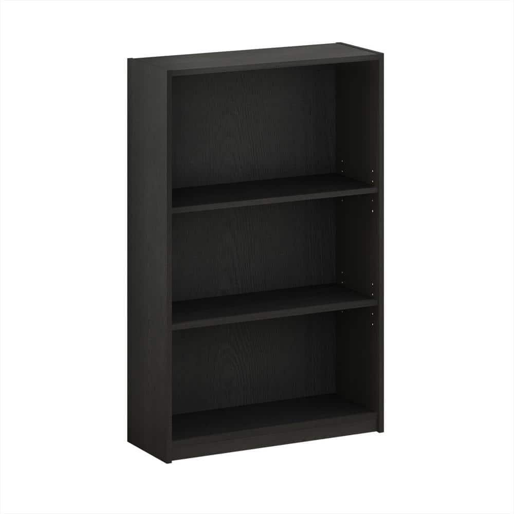 Adjustable Blackwood 3-Tier Wood Bookcase with Adjustable Shelves