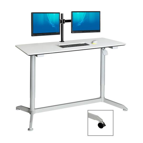Seville Classics 54 in. Rectangular White Standing Desks with Adjustable Height