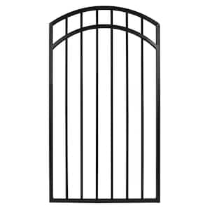 2.75 ft. x 4.67 ft. Coral Profile Black Iron Arched Top Fence Gate