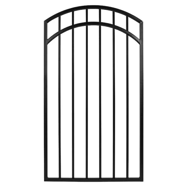 NUVO IRON 2.75 ft. x 4.67 ft. Coral Profile Black Iron Arched Top Fence Gate