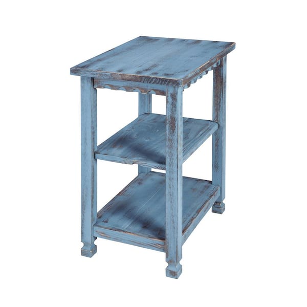 Alaterre Furniture Country Cottage Blue Antique 2 Shelf End Table