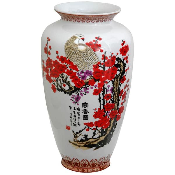 14 in. Porcelain Decorative Vase in White