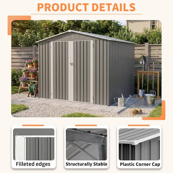 ToolCat 8 ft. W x 6 ft. D Metal Storage Shed with Metal Foundation
