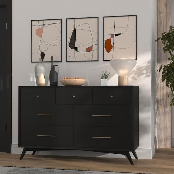 Alpine Furniture Flynn Small Bar Cabinet, Black 966BLK-17