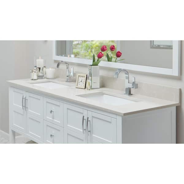 MarCraft Vista 61 in. W x 22 in. D Quartz Single Rectangle Basin Vanity Top in Allura with White Basin