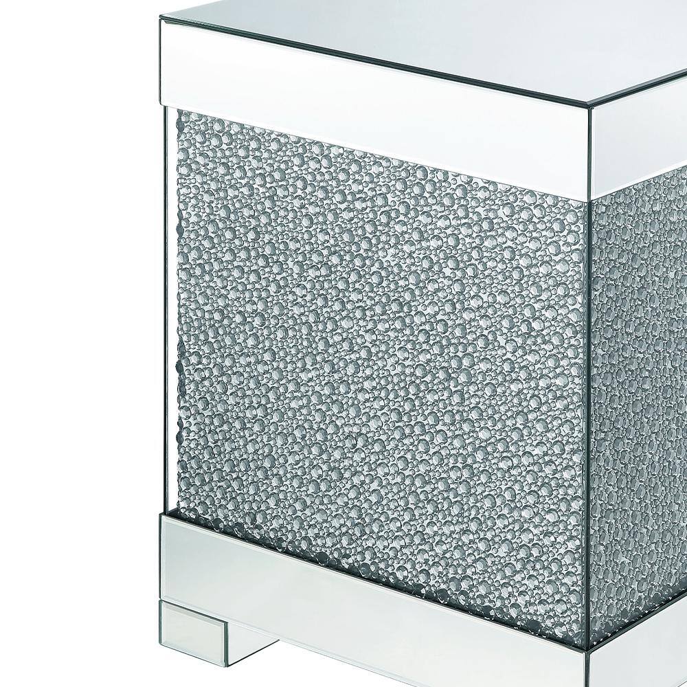 Mirrored Glass and Faux Crystal Rectangular End Table