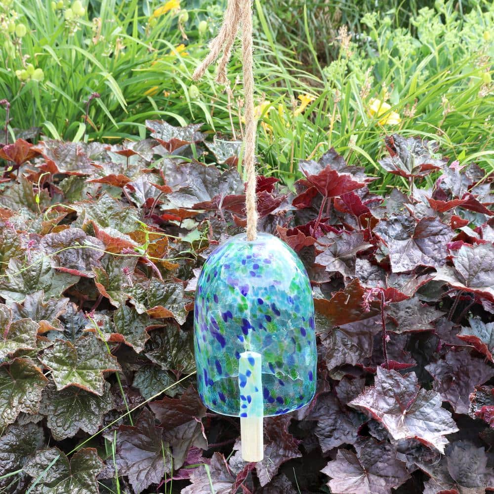 Blue and Green Speckled Glass Wind Chime Bell