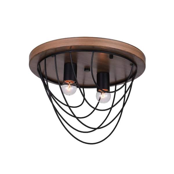 CWI Lighting Gala 2 Light Flush Mount With Black Finish