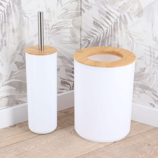 Tropical Print Plastic Toilet Brush and Holder Set