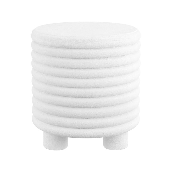 JONATHAN Y Evans 18 in. Minimalist Modern 3-Legged Drum Accent Table, White Frosted