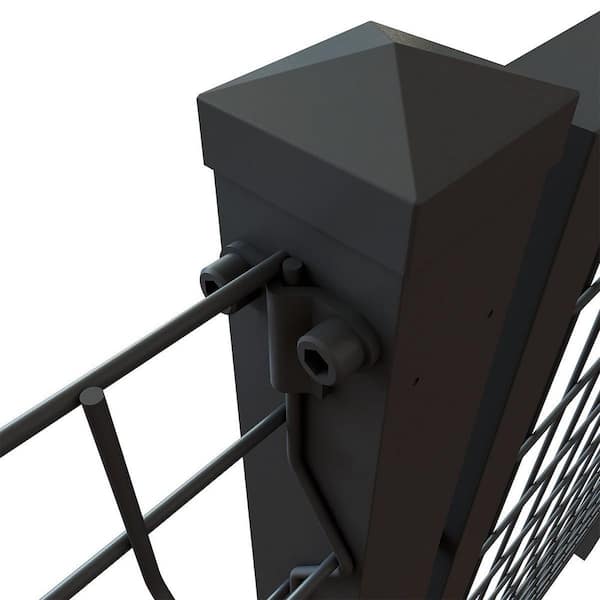 FORGERIGHT 74 in. H Deco Grid Black Steel Post with Flange, Cap, and Clips