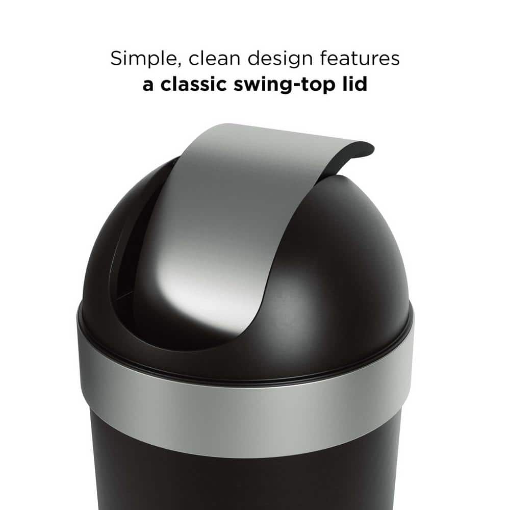 Umbra Black and Silver 16-Gallon Swing-Top Trash Can