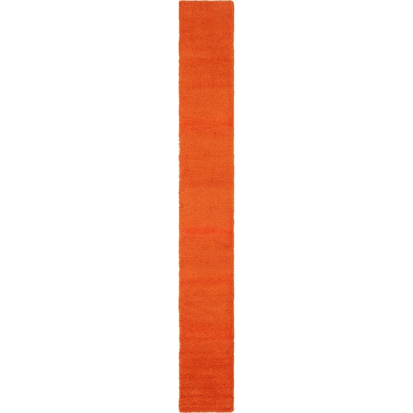 Solid Shag Tiger Orange 19 ft. Runner Rug