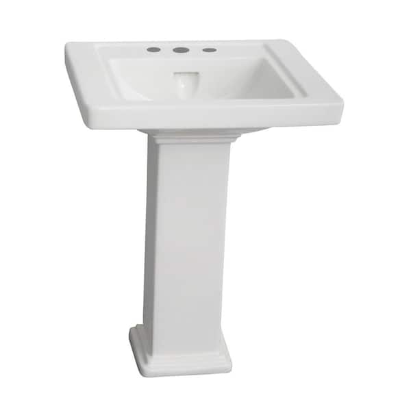 Barclay Products Empire 24 in. Pedestal Combo Bathroom Sink for 8 in. Widespread in White