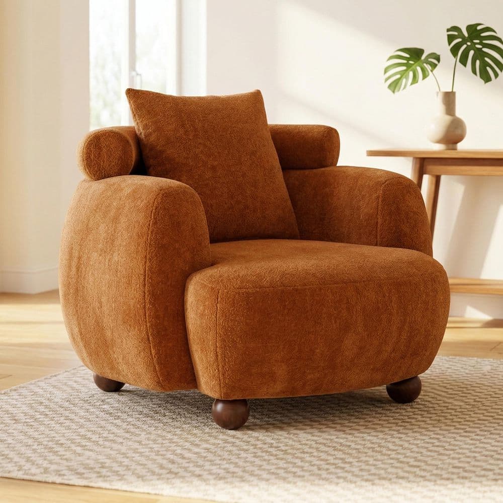 Arlais Brown Yellow Chenille Nordic Style Upholstered Accent Arm Chair price history on PriceWatchPro