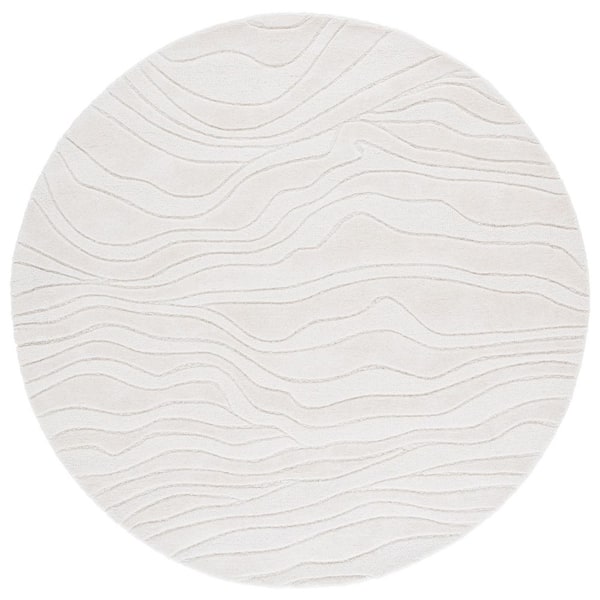 Rodeo Drive 6 ft. x 6 ft. Ivory Abstract Wavy Round Area Rug