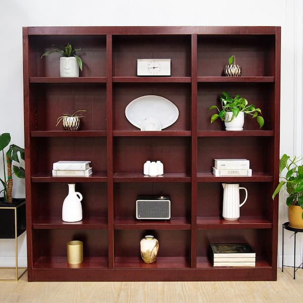 Concepts In Wood 72 in. Cherry Wood 15-shelf Standard Bookcase with Adjustable Shelves